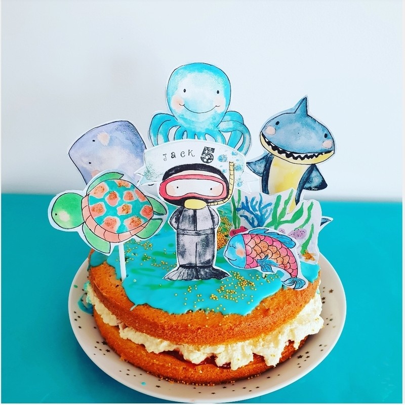Under the sea cake topper set