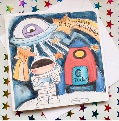 Outer space birthday card