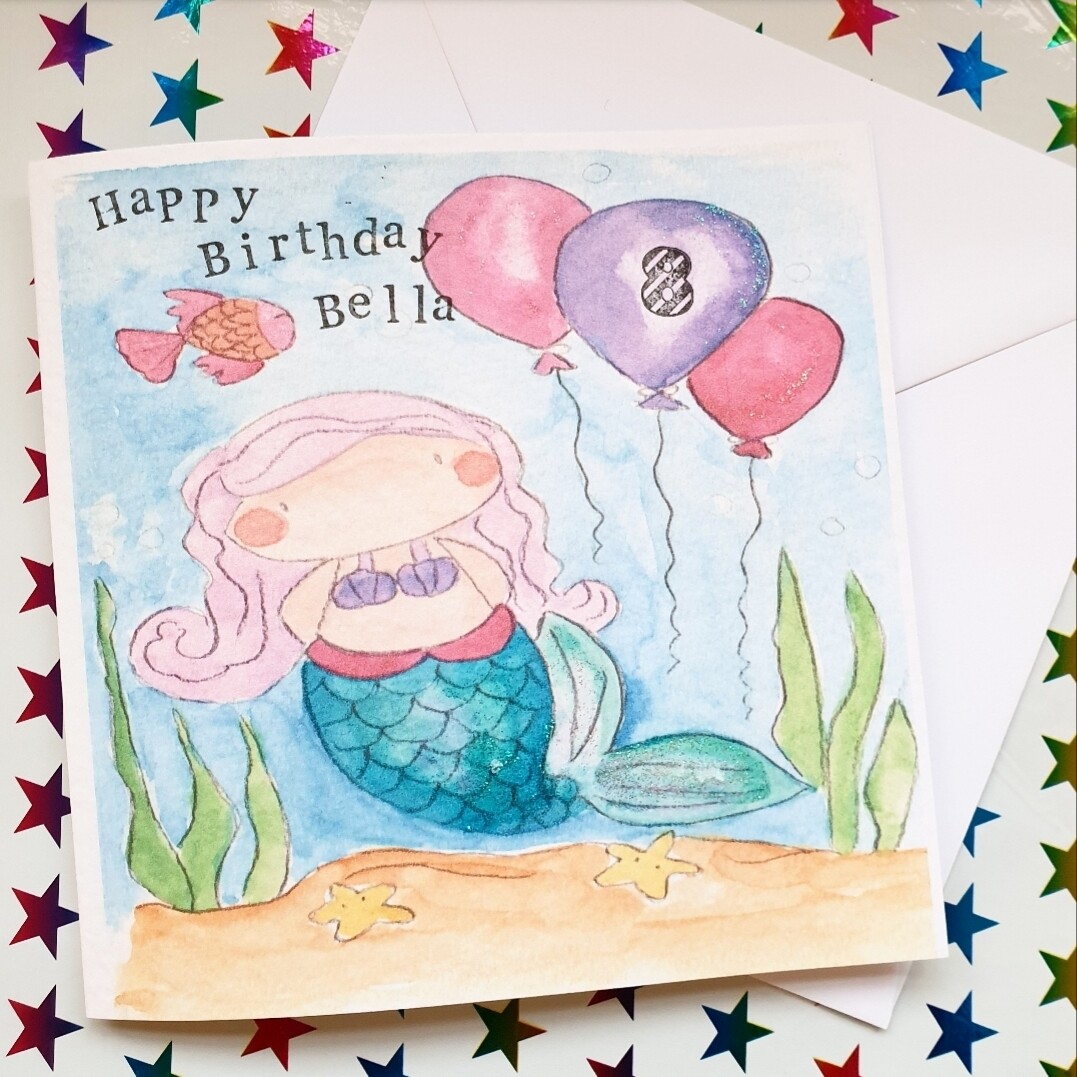 Mermaid birthday card