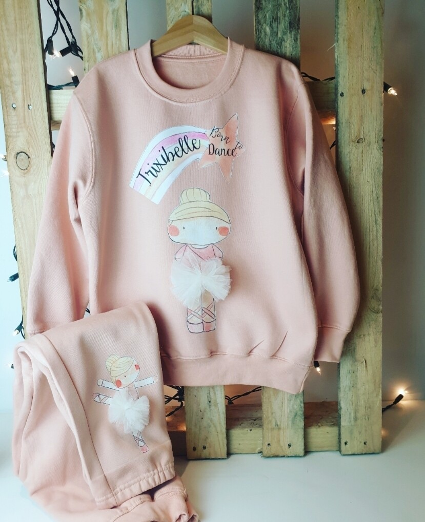 Blush Born to Dance Ballerina sweatshirt and sweat pants