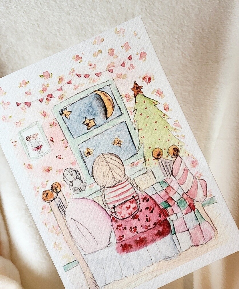 Waiting for santa Christmas card 