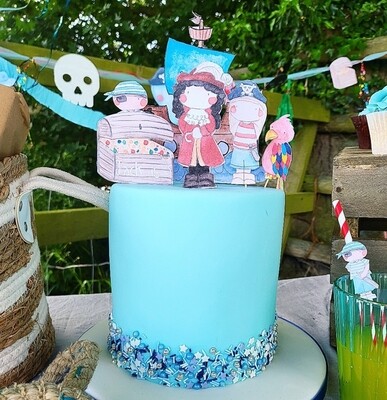 Pirate party cake topper set