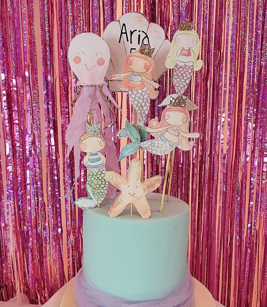 Mermaid cake topper set