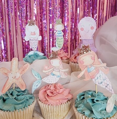 Mermaid cupcake toppers