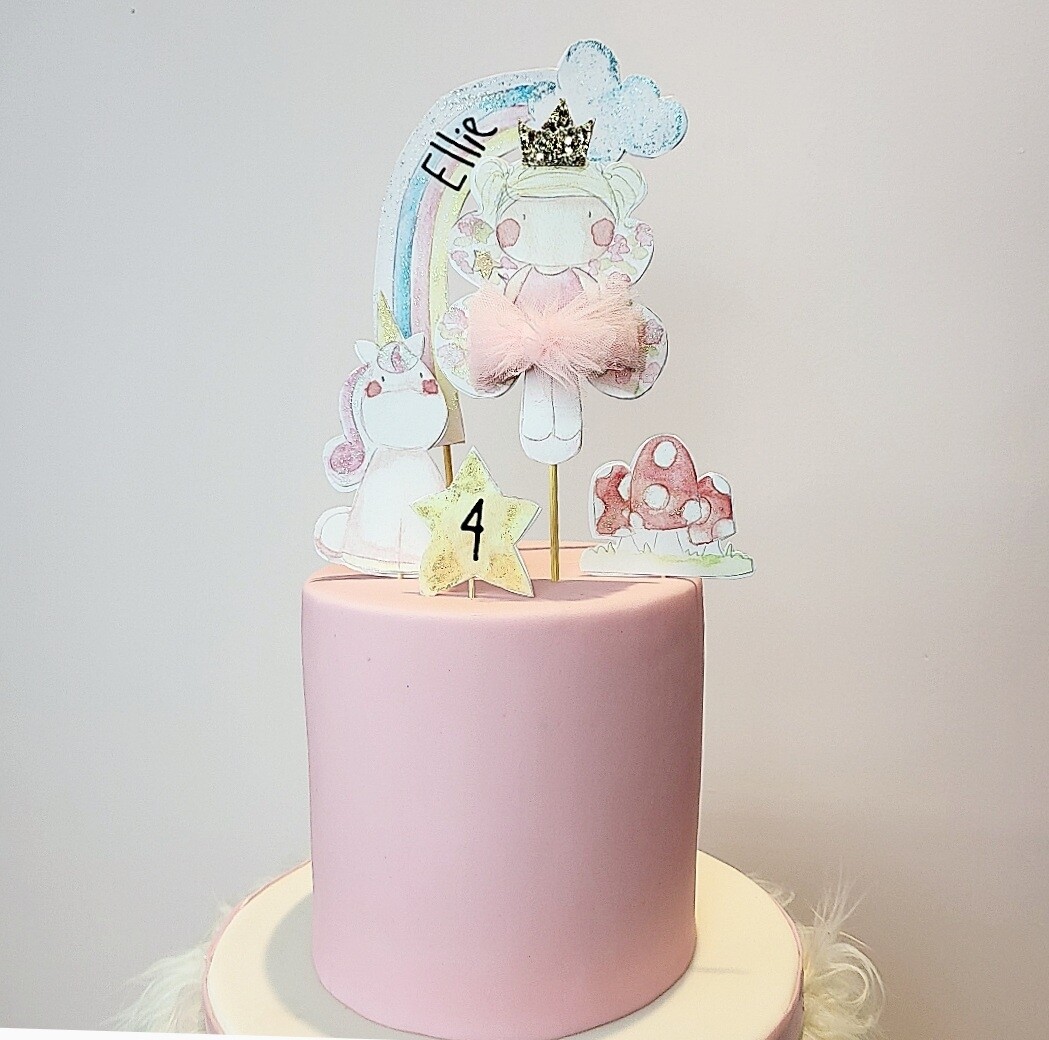 fairy and unicorn cake topper set