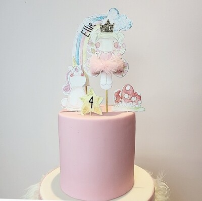 fairy and unicorn cake topper set