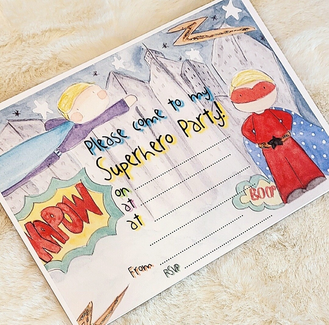 Super hero party invites