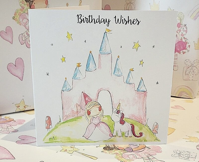 princess and unicorn birthday card