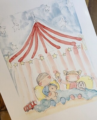 circus tent sleep over print