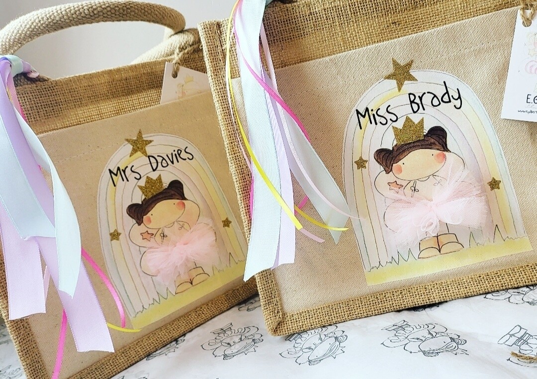 Rainbow fairy jute bag