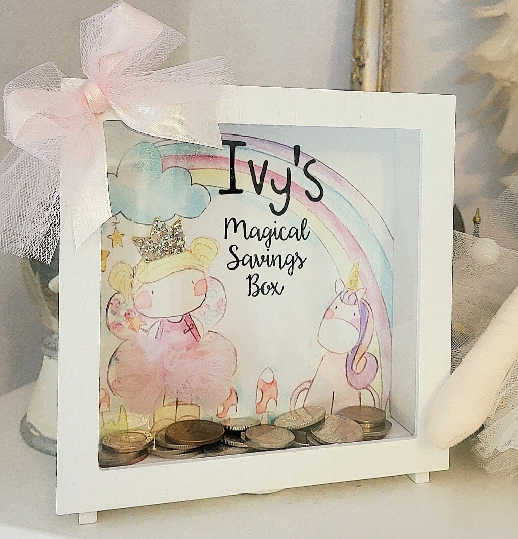 Fairy and unicorn money box Fairy and unicorn money box