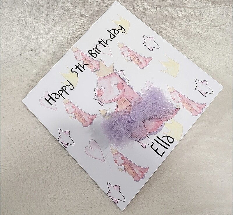 Pink Dinosaur Birthday Card