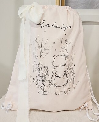 Fairy and Bear Drawstring Bag