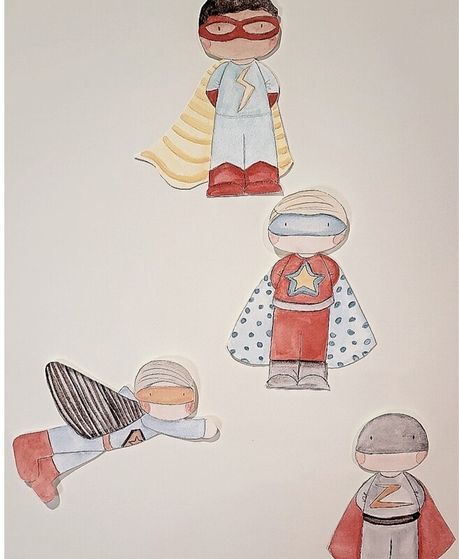 Set of 4 wall superhero characters 
