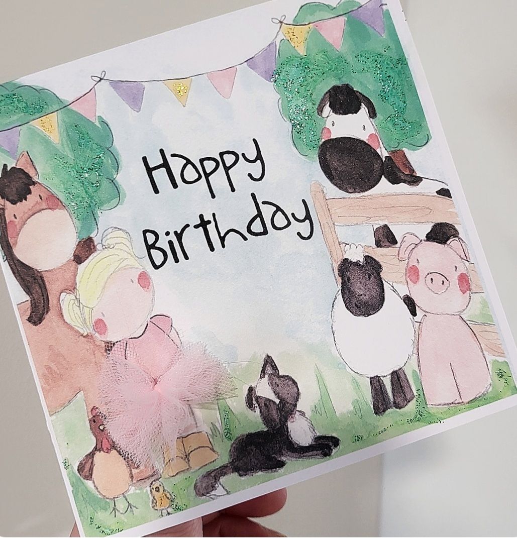Farm Animals Birthday Card