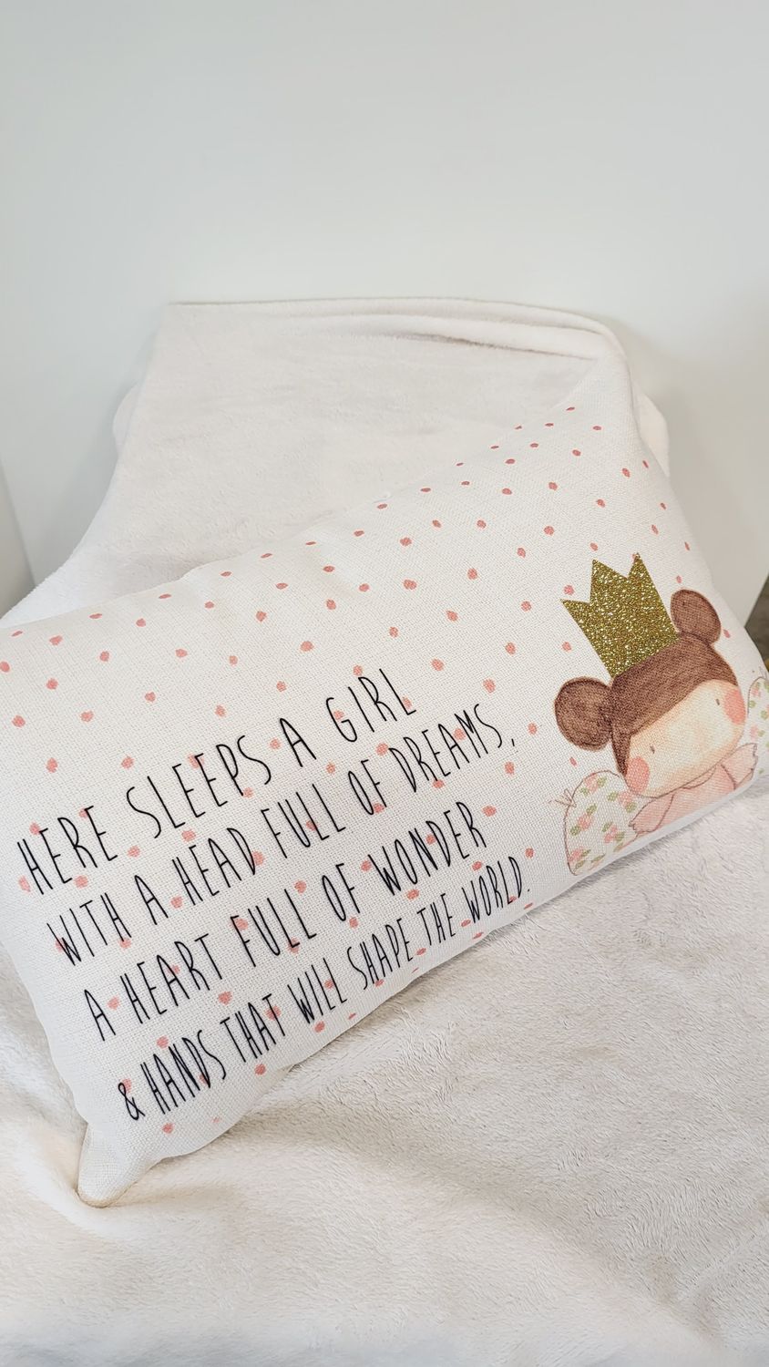 Here Sleeps a Girl Quote Cushion