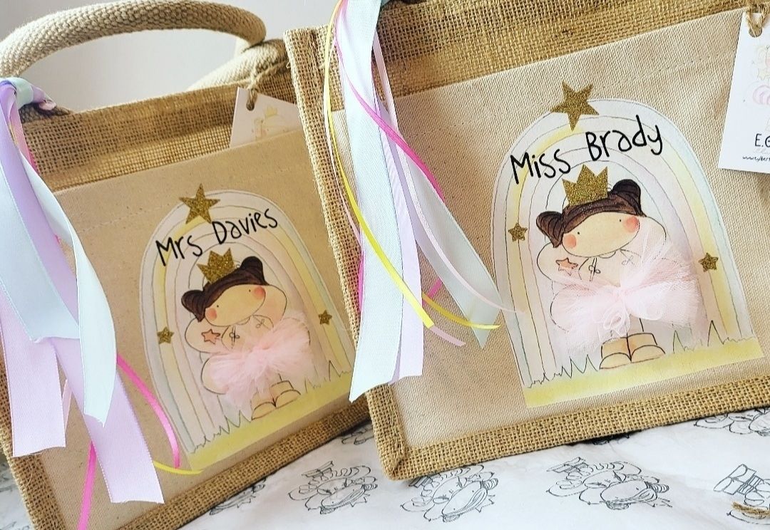 Rainbow fairy jute bag