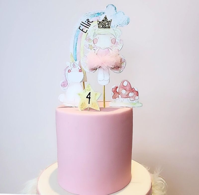 fairy and unicorn cake topper set