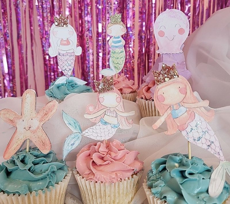 Mermaid cupcake toppers