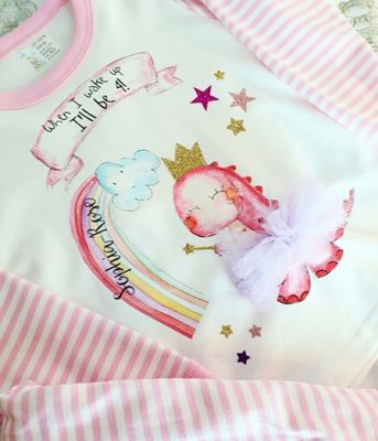 Personalised girls Dinosaur birthday pyjamas-custom name and age sleepwear