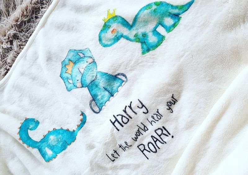 Peronalised  Dinosaur fleece blanket