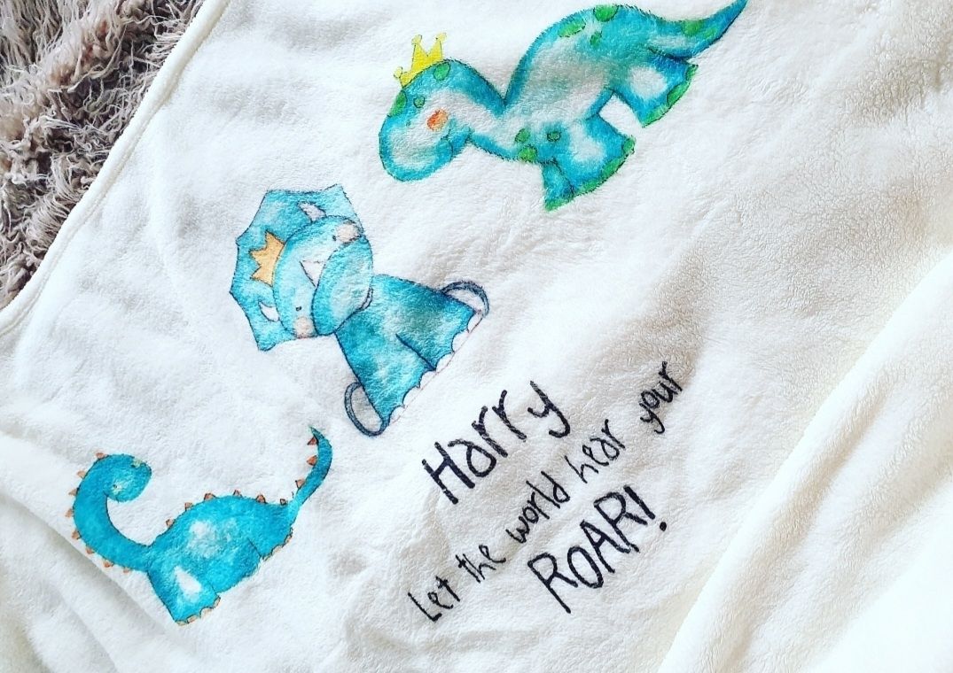 Peronalised  Dinosaur fleece blanket