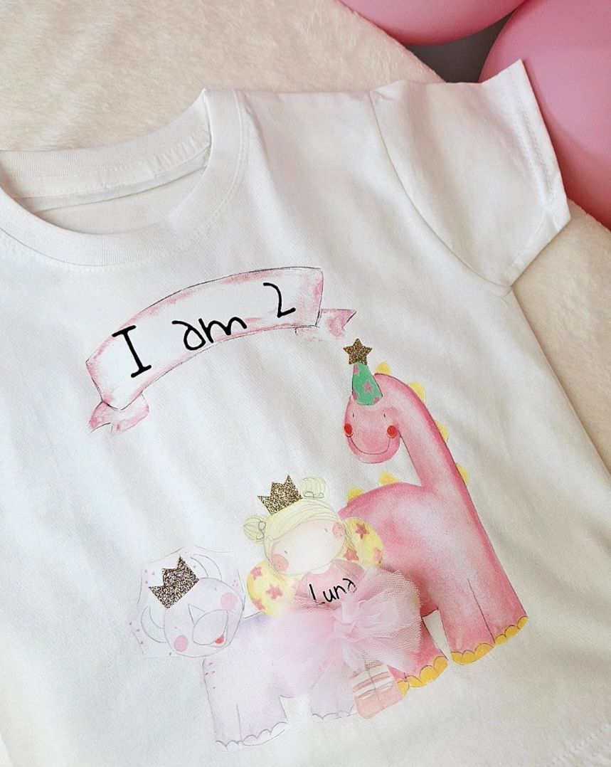 Girls Fairy Dinosaur Birthday Age T-Shirt