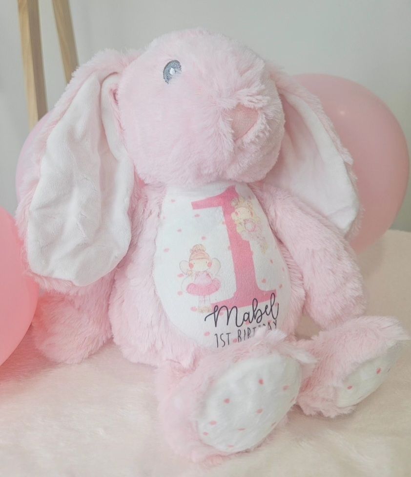 Personalised pink bunny teddy