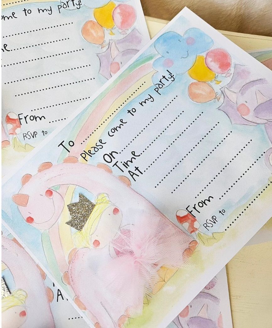 Girls Dinosaur Party Invitations