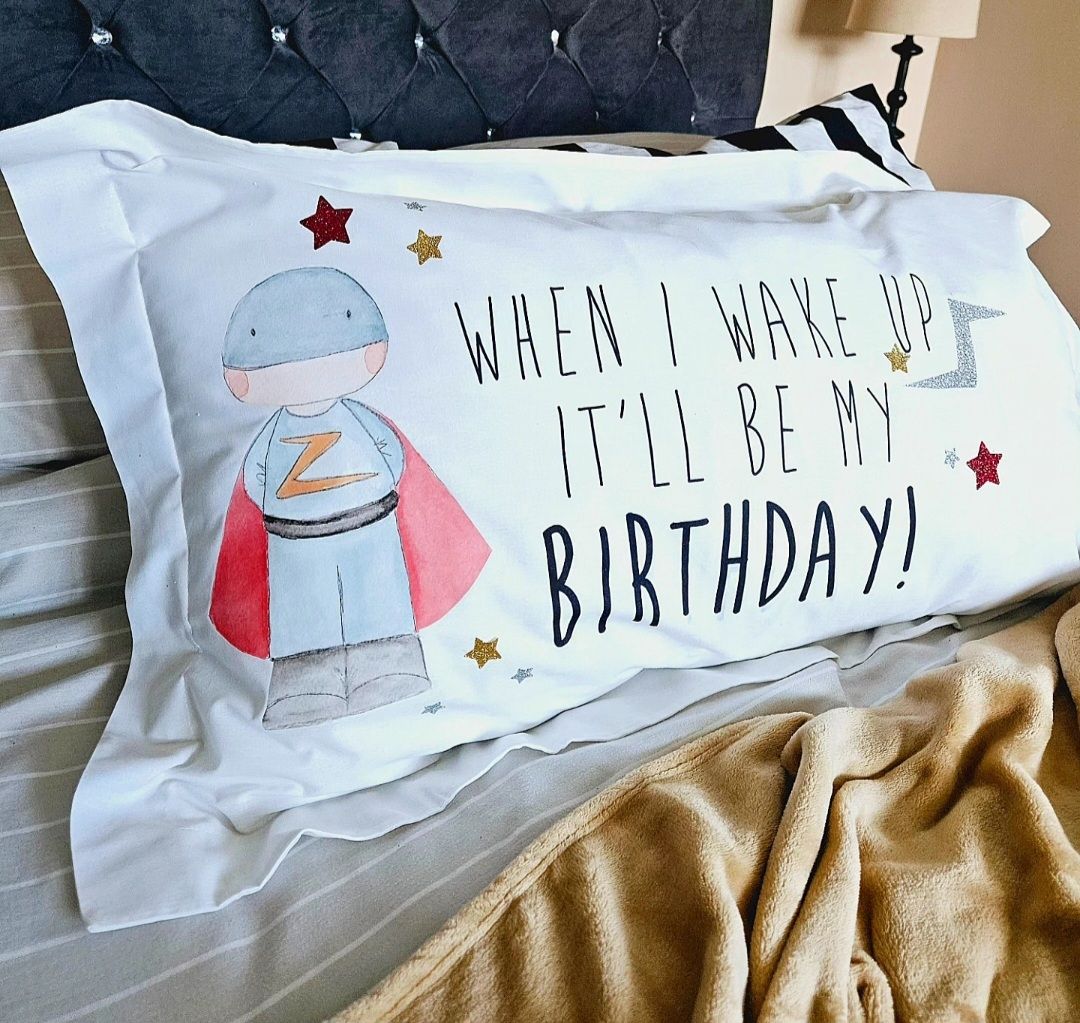 Personalised superhero birthday pillowcase