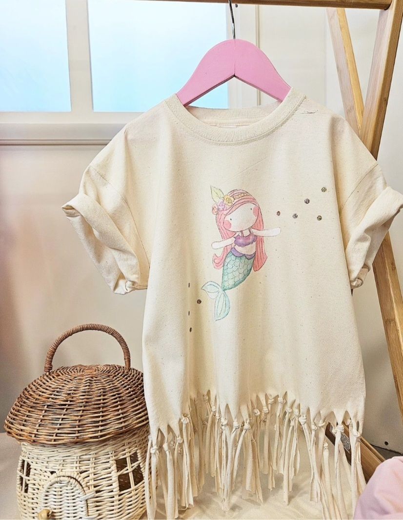 Personalised mermaid tassle t shirt 
