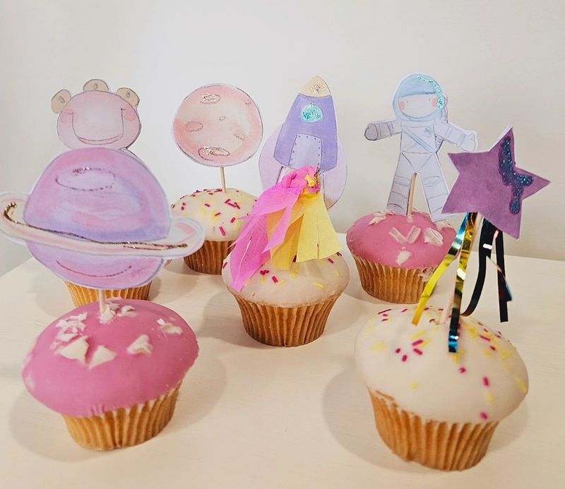 Girls Space Cupcake Toppers