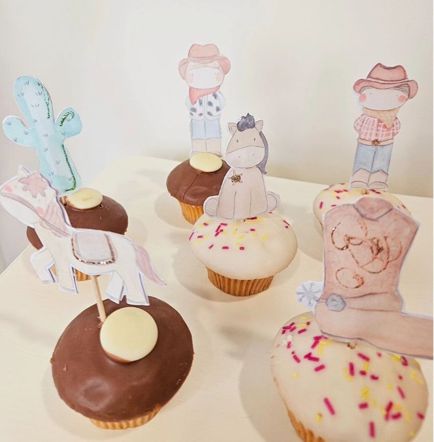 Cowboy cupcake toppers