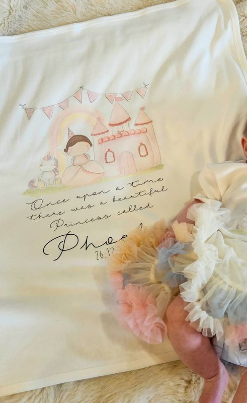 Personalised Princess Baby Blanket – Custom Name Blanket for Girls