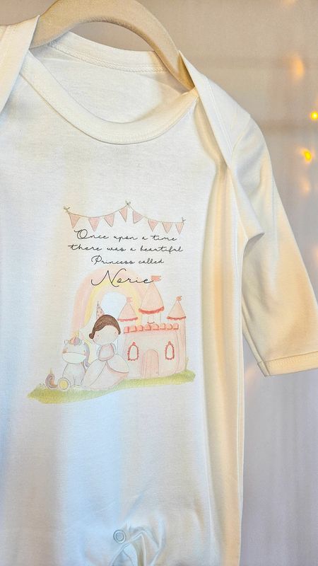 Personalised Princess Babygrow – Custom Baby Girl Sleepsuit Gift