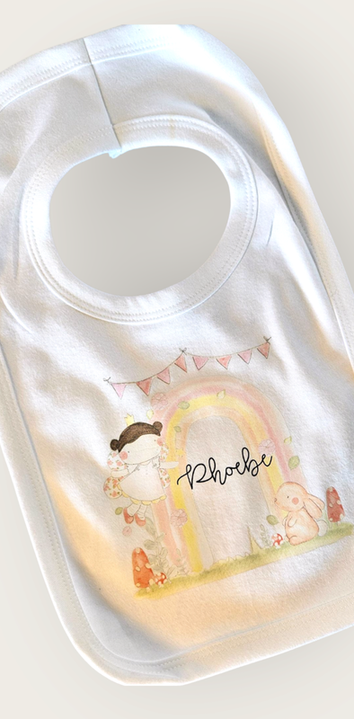 Personalised Fairy Bib for Girls – Custom Baby Girl Bib with Name 