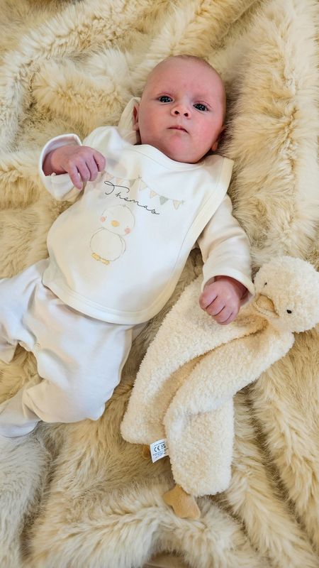 Personalised Unisex Baby Bib – Little Duck Design | Custom Bib with Name