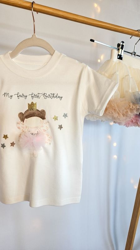 Personalised Fairy First Birthday T-Shirt – Custom 1st Birthday Outfit for Girls 
