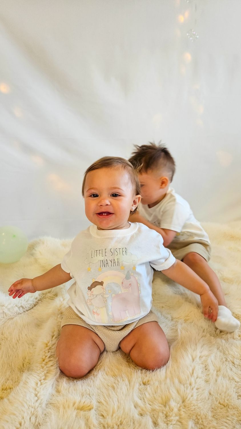 Personalised Sister Dinosaur T-Shirt – Custom Dino Tee for Girls
