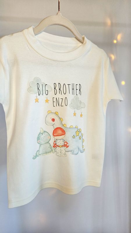 Personalised Brother Dinosaur T-Shirt – Custom Dino Tee for Boys
