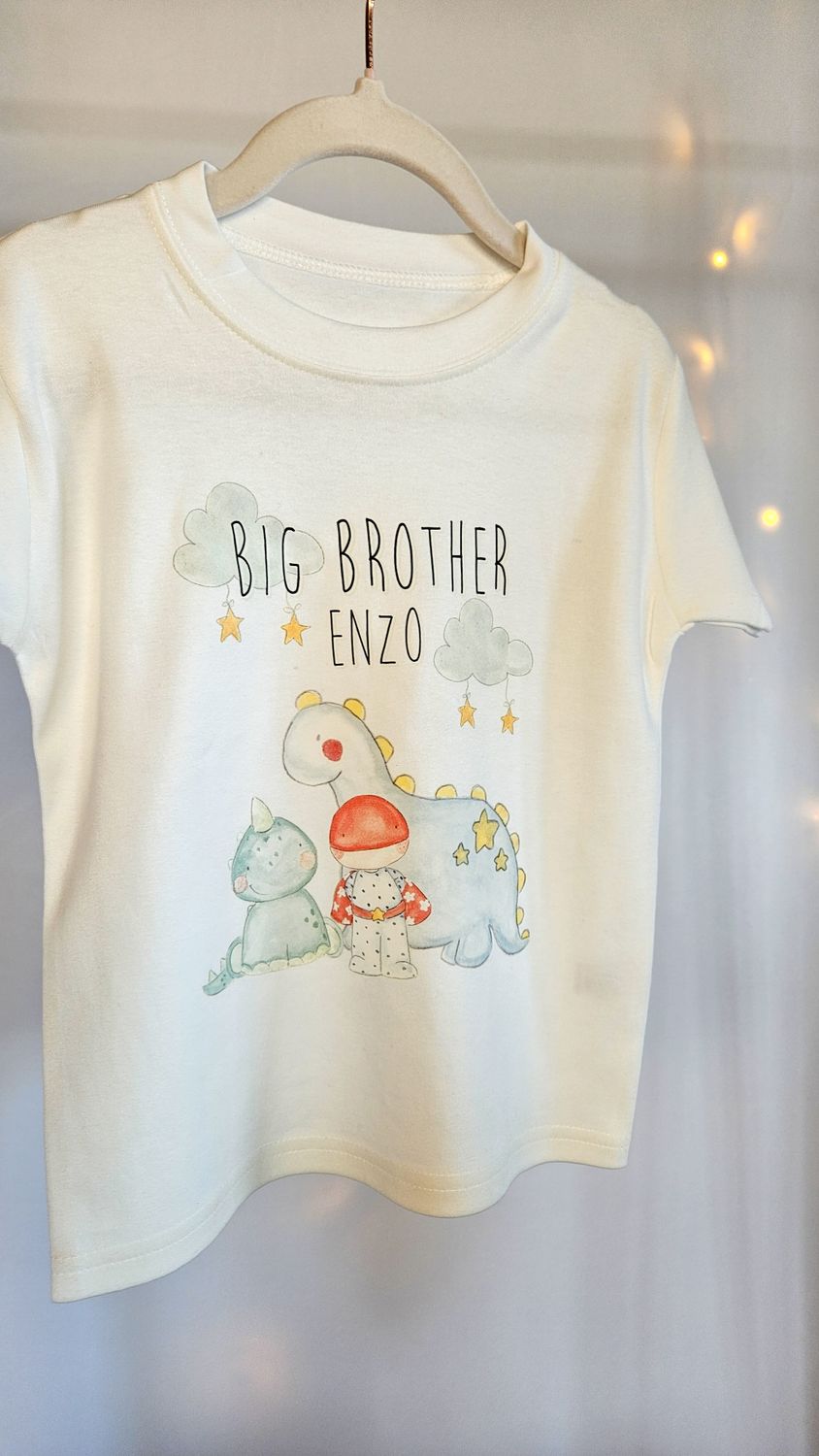 Personalised Brother Dinosaur T-Shirt – Custom Dino Tee for Boys