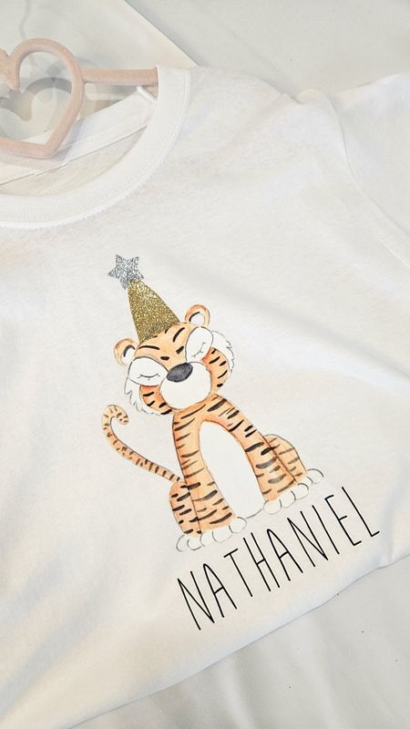 Personalised Tiger T-Shirt – Custom Jungle Animal Tee for Wild Little Ones