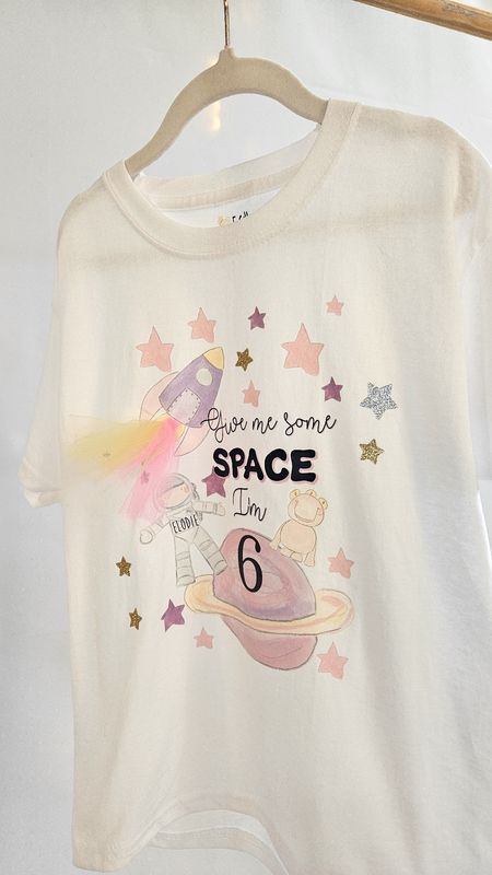 Personalised Space Birthday T-Shirt – Custom Name Rocket Tee for Boys & Girls 