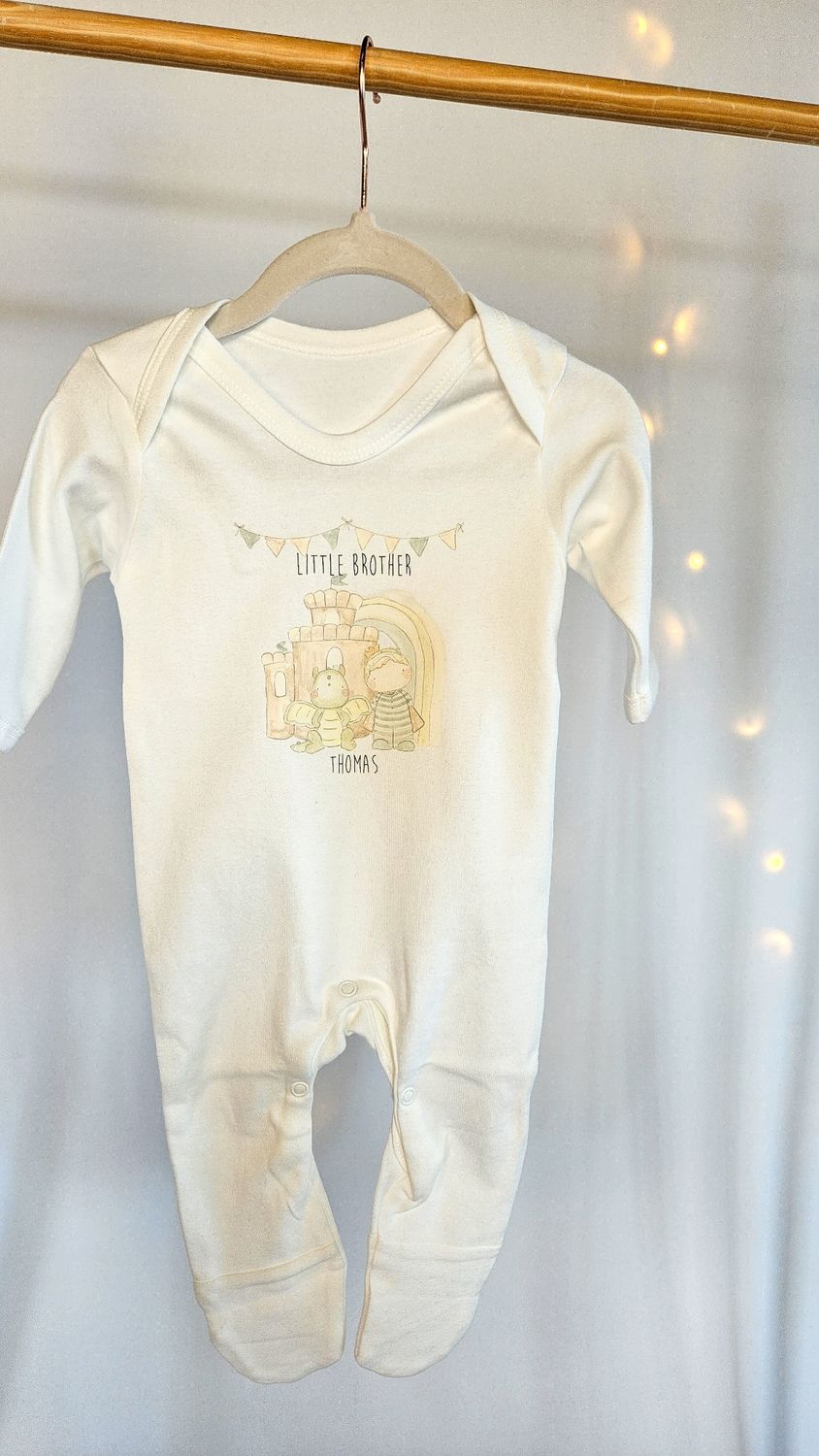 Personalised Prince and Dragon Babygrow – Custom Baby Sleepsuit for Boys 