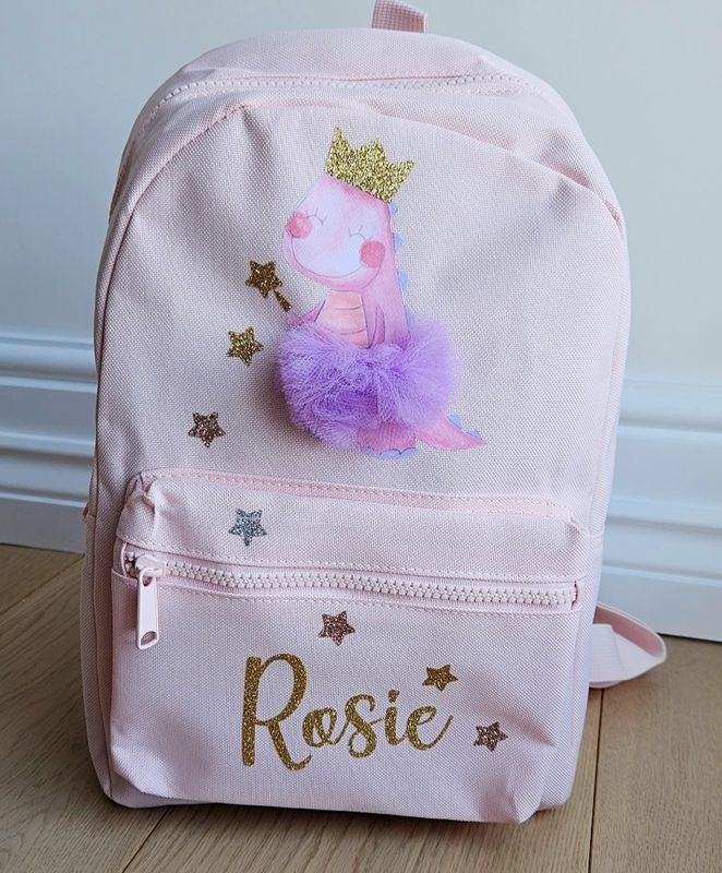 Girls Personalised Dinosaur Backpack