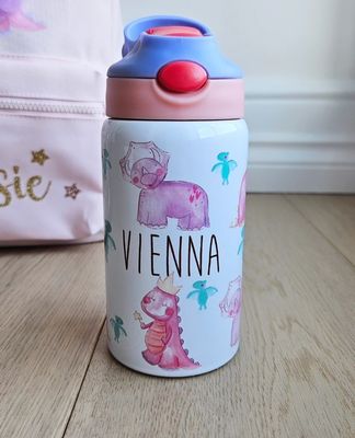 Girls Personalised Dinosaur Water Bottle