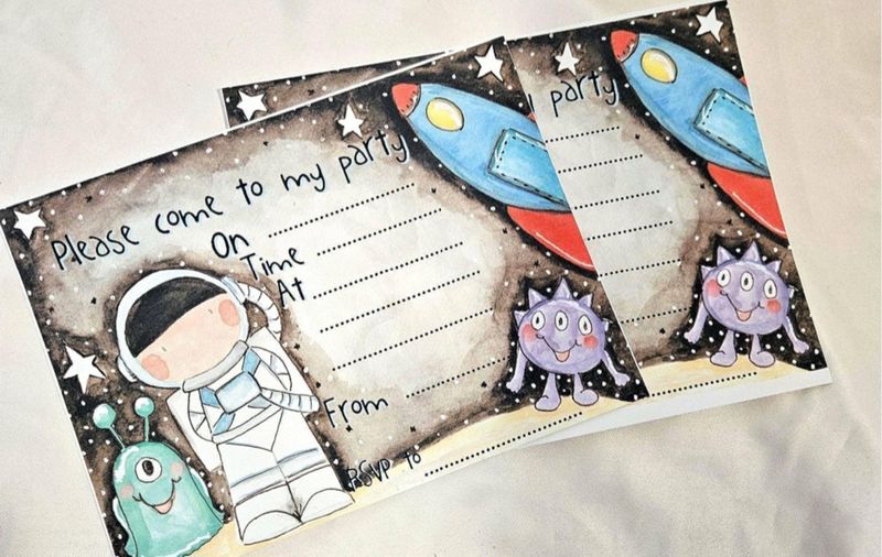 Space theme party invitations