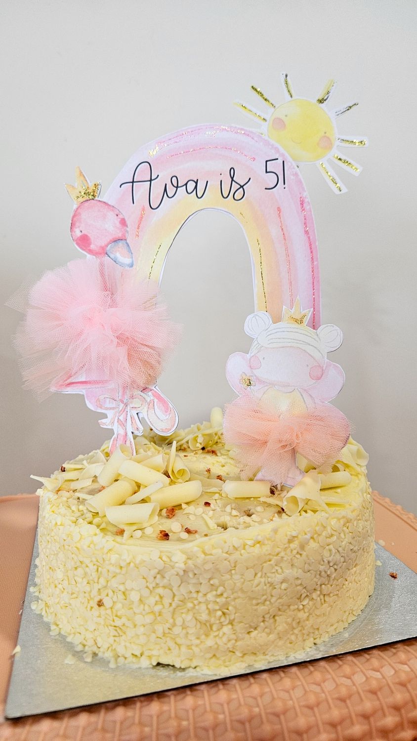 flamingo and fairy cake topper
