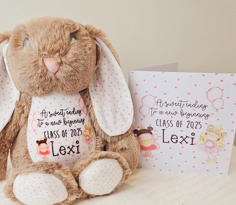 Personalised class of 2025 Bunny with matching card