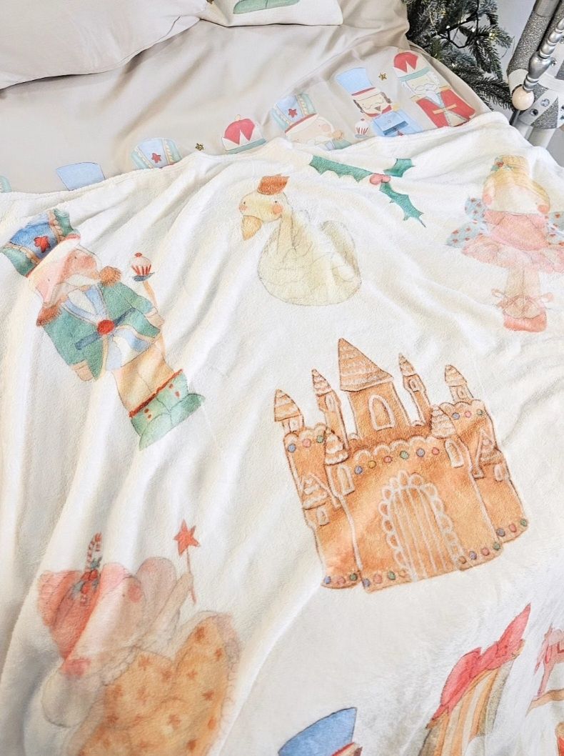 Christmas fleece blanket nutcracker theme